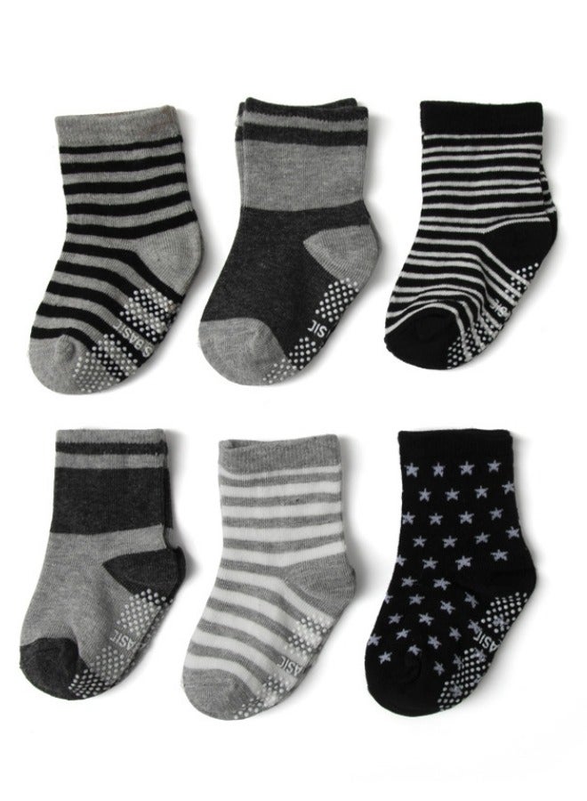 HXDream 12 Pairs Of Cotton Non-Slip Striped Baby Socks for Kids Boys' Socks Girls' Socks Multicolor - Image 3