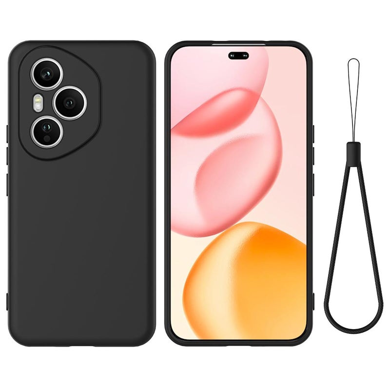 erorex For Honor 400 Pro Global 160.8mm Solid Color Liquid Silicone Dropproof Full Coverage Phone Case(Black) - Image 1