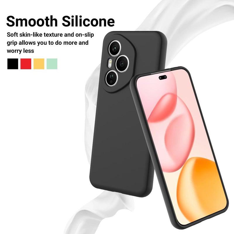 erorex For Honor 400 Pro Global 160.8mm Solid Color Liquid Silicone Dropproof Full Coverage Phone Case(Black) - Image 3