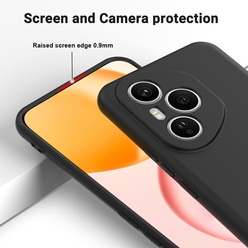 erorex For Honor 400 Pro Global 160.8mm Solid Color Liquid Silicone Dropproof Full Coverage Phone Case(Black) - Image 4