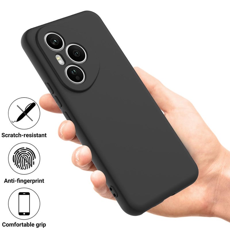 erorex For Honor 400 Pro Global 160.8mm Solid Color Liquid Silicone Dropproof Full Coverage Phone Case(Black) - Image 2