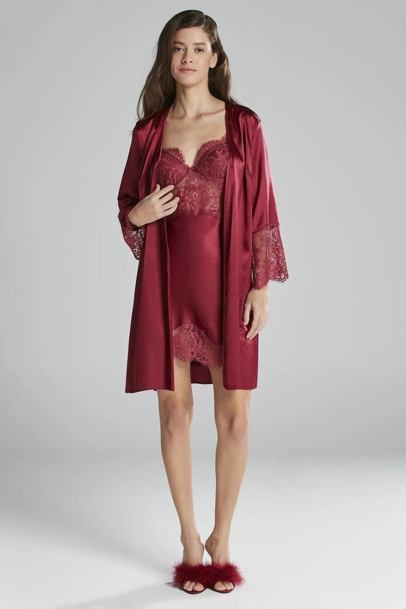pierre cardin 6015 Women's Lace Satin Set of 6-Burgundy  - Image 1
