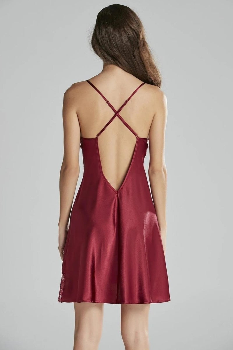 pierre cardin 6015 Women's Lace Satin Set of 6-Burgundy  - Image 5