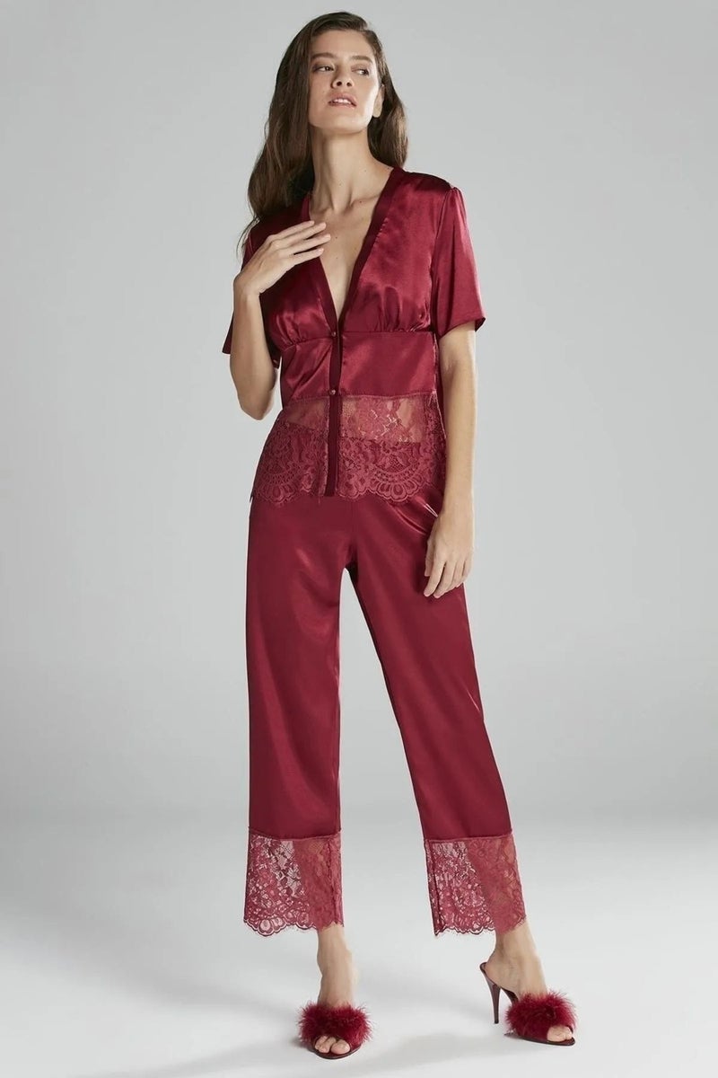 pierre cardin 6015 Women's Lace Satin Set of 6-Burgundy  - Image 3