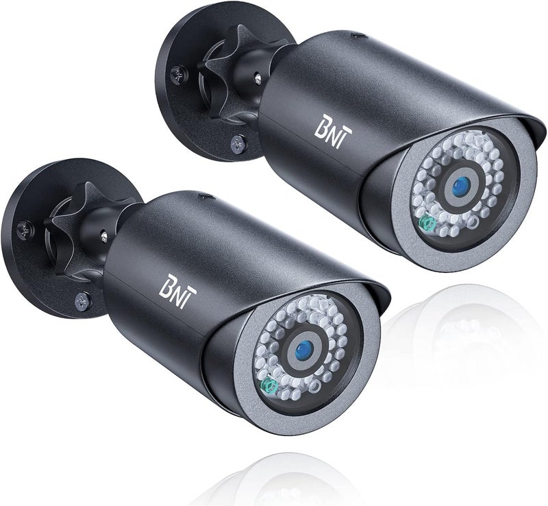 BNT Dummy Fake Security Camera, with One Red LED Light at Night, for Home and Businesses Security Indoor/Outdoor (2 Pack, Black) - Image 1