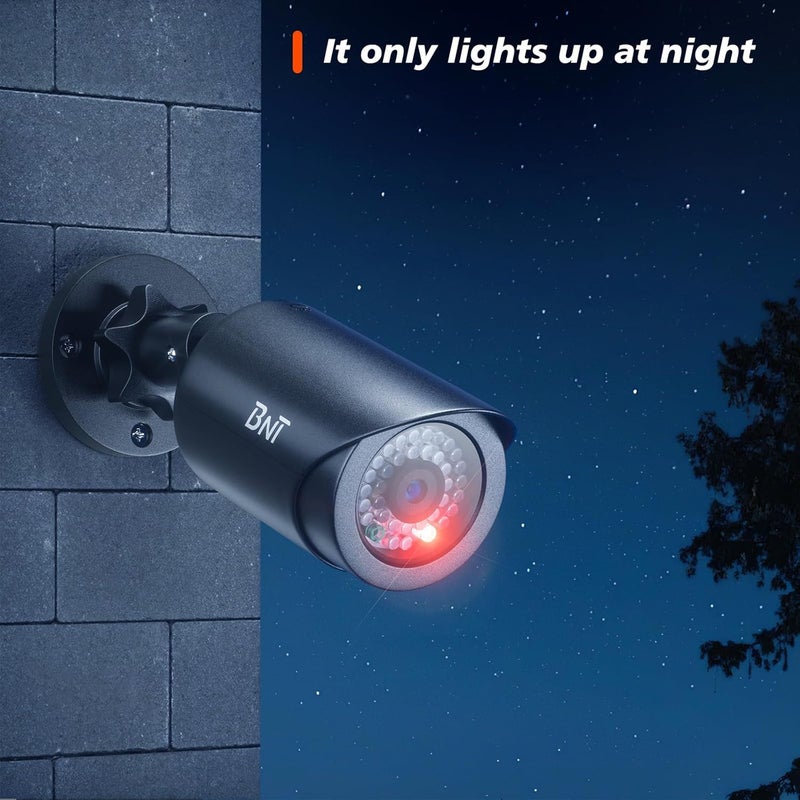 BNT Dummy Fake Security Camera, with One Red LED Light at Night, for Home and Businesses Security Indoor/Outdoor (2 Pack, Black) - Image 2