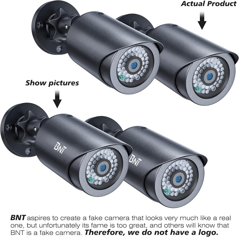 BNT Dummy Fake Security Camera, with One Red LED Light at Night, for Home and Businesses Security Indoor/Outdoor (2 Pack, Black) - Image 3