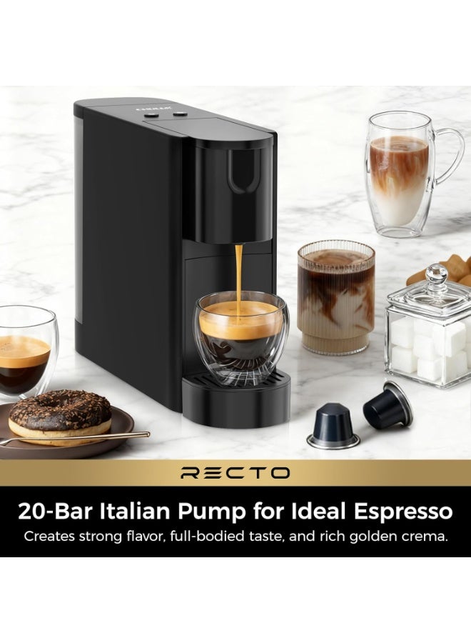 RectoCafé Espresso Machine for Nespresso Original Capsule Pod, 20 Bar Professional Italian Pump Coffee Machine, Extra Mini Espresso Maker for Home & Office, Black - Image 3