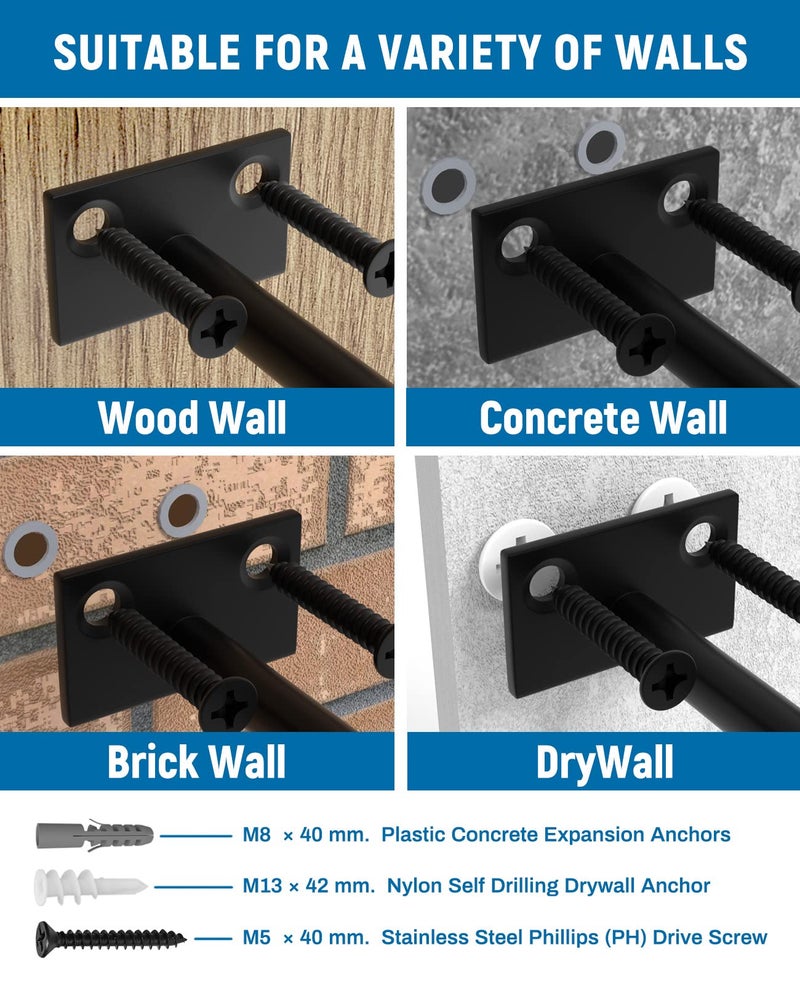 Leopo Black 4 Pack-6 Inch Floating Shelf Bracket, Concealed Shelf Support,Hidden Brackets For Floating Wood Shelves - Image 5