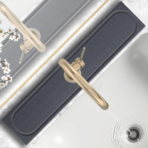 Lyxel Faucet Mat for Kitchen Sink with Raised Feet Fast Drying Diatomite Stone Sink Tray Water Absorbent Faucet Sink Splash Guard Prevents Moisture Buildup Durable Protector for Bathroom Counter - Image 1