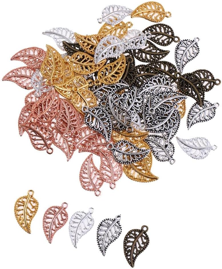 klarako 75Pieces Vintage Hollow Filigree Leaf Charms Pendants Jewelry Findings - Image 5