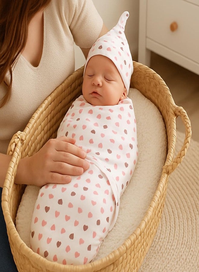 DTR Creation Ultra Soft Newborn Baby Swaddle Wrap with Matching Cap | 0-6 Months | Breathable Cotton | Adjustable Velcro Closure | Newborn Essentials for Boys & Girls (Off White) - Image 3