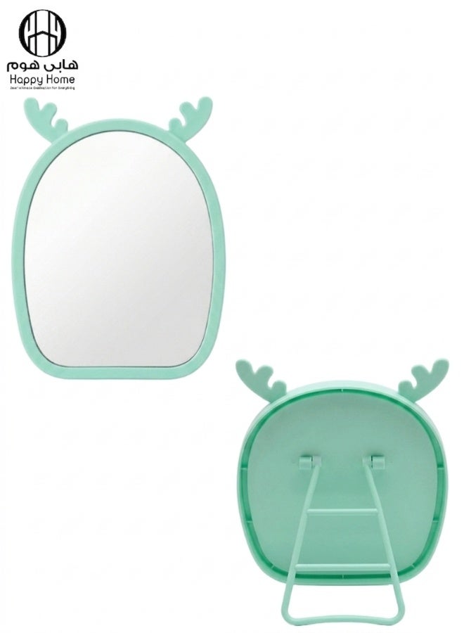 Happy Home Magnifying Makeup Mirror with Adjustable Stand – Cartoon Shaped Vanity Countertop Mirror for Bathroom Dressing Table Barber and Beauty Salon Use – Natural Reflection Cosmetic Mirror for Precise Makeup Skincare Hair Styling Portable and Lightweight Design for Daily Use – 15×13 CM -Mint Green - Image 5