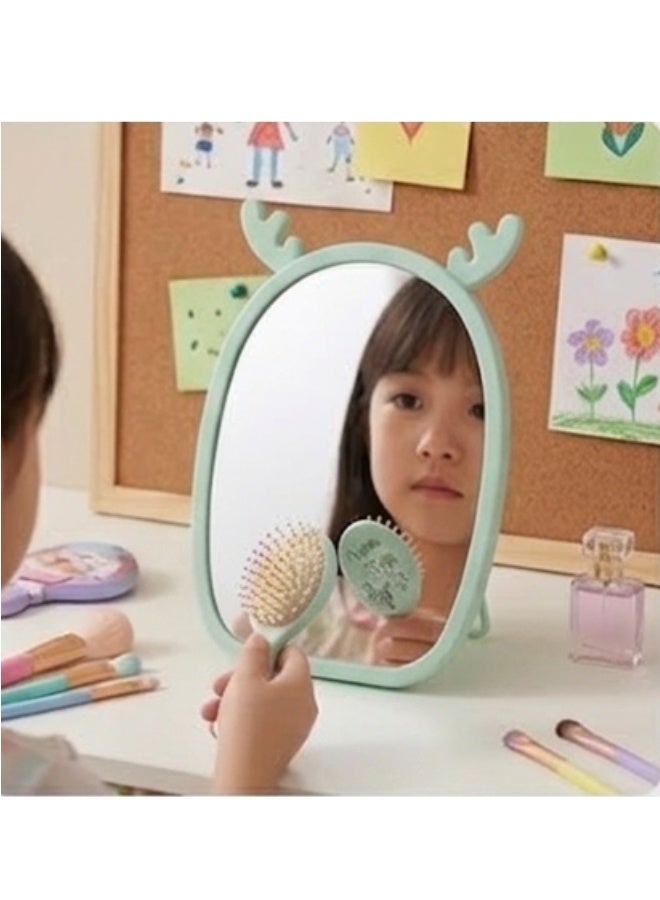 Happy Home Magnifying Makeup Mirror with Adjustable Stand – Cartoon Shaped Vanity Countertop Mirror for Bathroom Dressing Table Barber and Beauty Salon Use – Natural Reflection Cosmetic Mirror for Precise Makeup Skincare Hair Styling Portable and Lightweight Design for Daily Use – 15×13 CM -Mint Green - Image 4