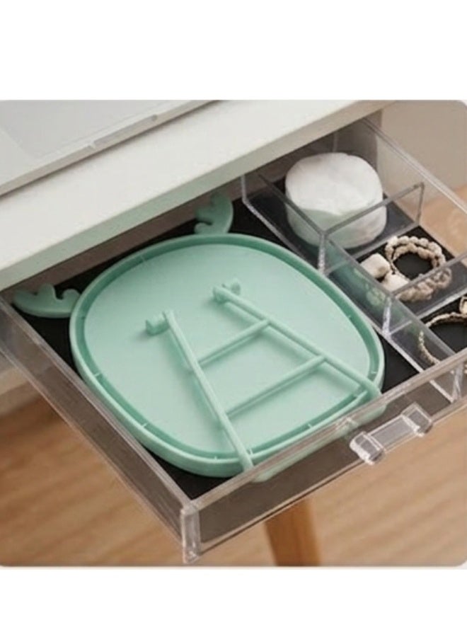 Happy Home Magnifying Makeup Mirror with Adjustable Stand – Cartoon Shaped Vanity Countertop Mirror for Bathroom Dressing Table Barber and Beauty Salon Use – Natural Reflection Cosmetic Mirror for Precise Makeup Skincare Hair Styling Portable and Lightweight Design for Daily Use – 15×13 CM -Mint Green - Image 2