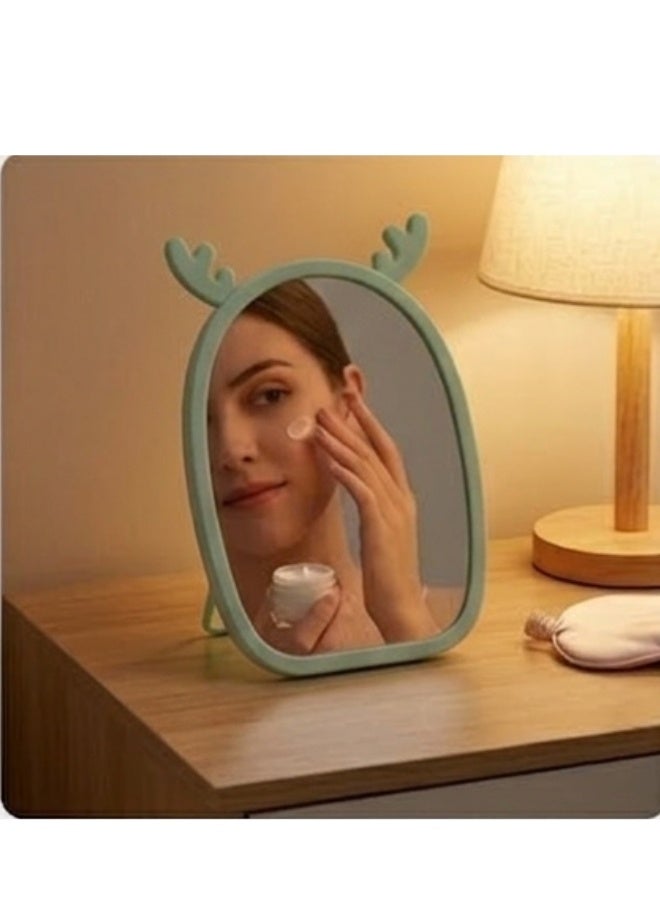 Happy Home Magnifying Makeup Mirror with Adjustable Stand – Cartoon Shaped Vanity Countertop Mirror for Bathroom Dressing Table Barber and Beauty Salon Use – Natural Reflection Cosmetic Mirror for Precise Makeup Skincare Hair Styling Portable and Lightweight Design for Daily Use – 15×13 CM -Mint Green - Image 3