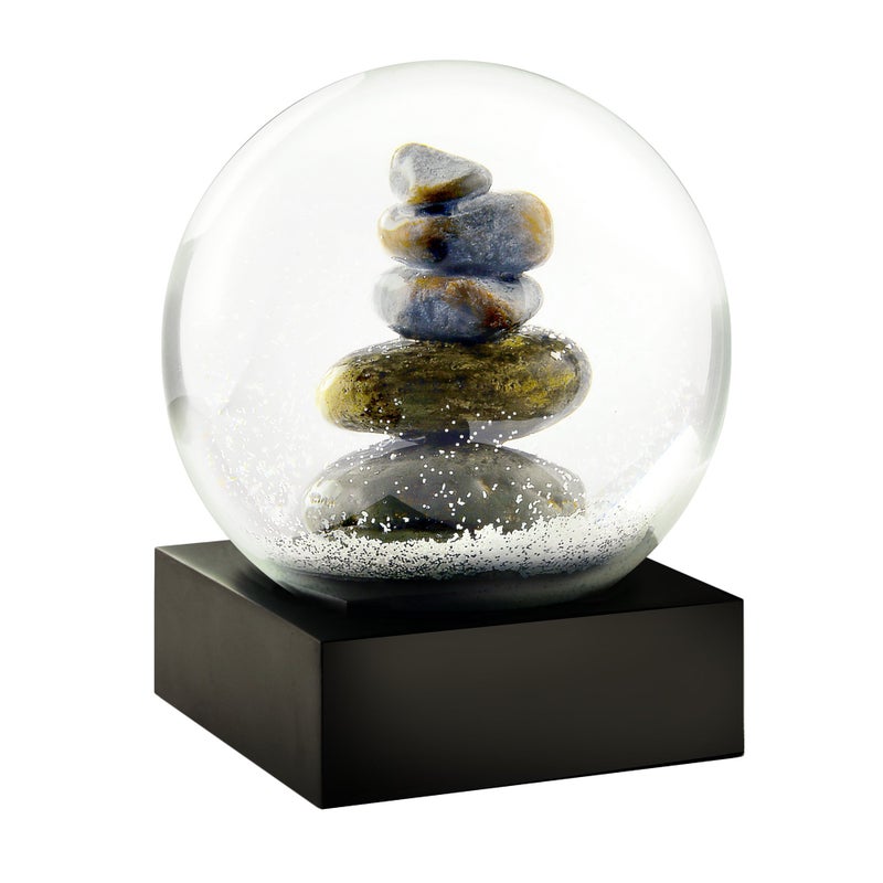 CoolSnowGlobes Cairn Stacked Rocks Sculpture  Cool Snow Globe By CoolSnowGlobes 