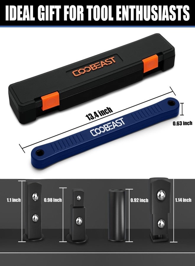coobeast Offset Extension Wrench Impact Ready Socket Wrench Extender Tool with Versatile 1/4", 3/8", and 1/2" Square Drive Adapters, Universal Extensions Wrench for Small Place - Image 4