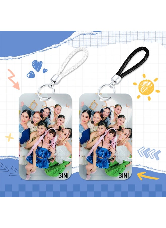 NIBEMINENT 1 - Piece BINI Kpop Photo Card Holder Pendant Key Chain ID Badge Holder ID Card Holder Photo Card Protector for School ID Office ID Access Card for Women Girls 