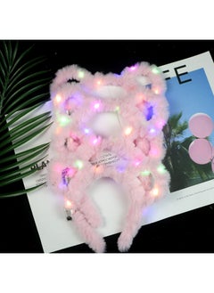 Luminous Rabbit Ears Headband Plush Mickey Headwear Luminous Headband Cat Ears Sweep Code Activity Small Gift-Color:Glow Mickey Hair Hoop Curry