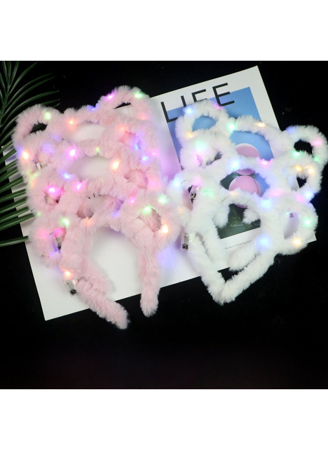 Generic - Luminous Rabbit Ears Headband Plush Mickey Headwear Luminous Headband Cat Ears Sweep Code Activity Small Gift-Color:Glow Mickey Hair Hoop Curry - Image 1