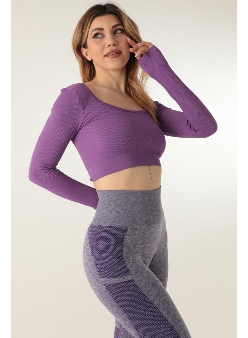 DoReMi Long Sleeve Square Neck Ribbed Crop - Image 5