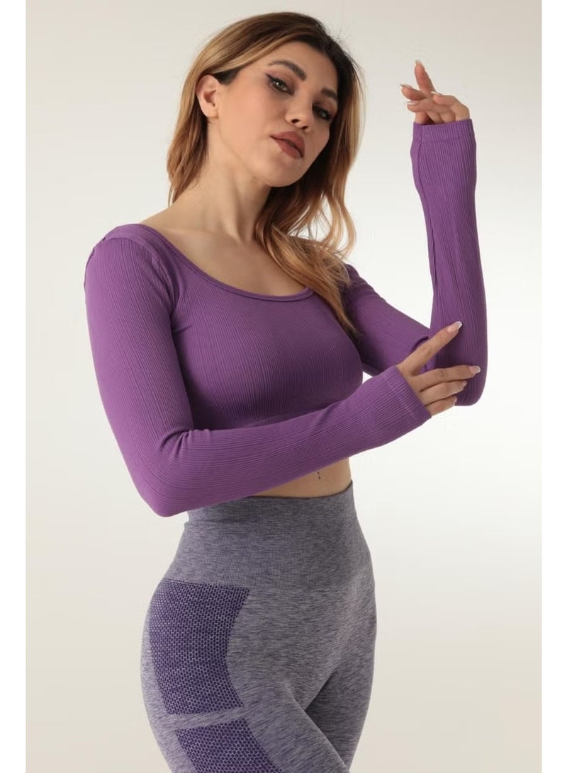 DoReMi Long Sleeve Square Neck Ribbed Crop - Image 3