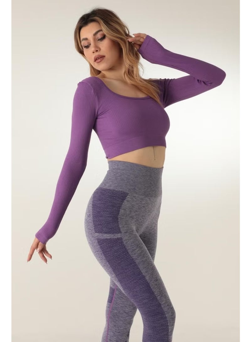 DoReMi Long Sleeve Square Neck Ribbed Crop - Image 2