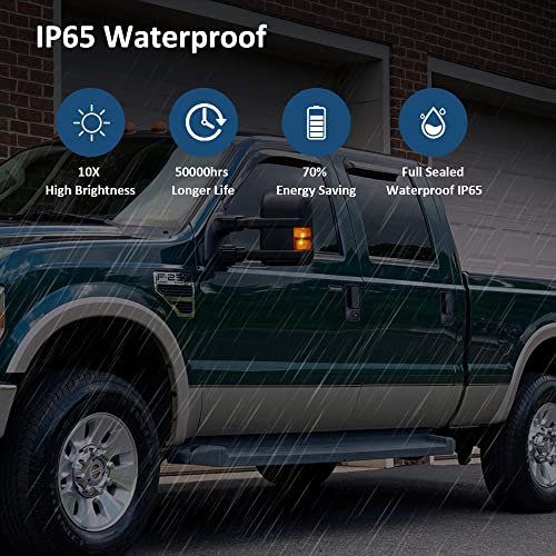 Bestview أفضل إضاءة مرآة إشارة Bestview، مصباح علامة جانبية عدسة كهرمانية متوافق مع 2008-2016 F250 F350 F450 سوبر ديوتي، إشارة انعطاف بيضاء وكهرمانية بديلة، عبوة من 2 - Image 3