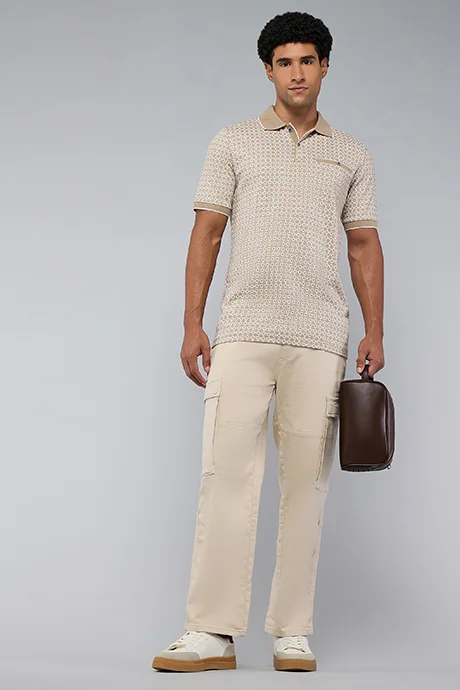 R&b Solid Cargo Jeans with Drawstring Waist