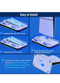 RGB Cooling Stand with Cooling Fan and Dual Controller Charger Station for Playstation 5, Upgraded Accessories Cooling Station for PS5 Console Disc&Digital Edition, Headset Holder/6 Game Slots/Screw - pzsku/Z25FDC274B27361C96D74Z/45/_/1732593137/88e7e025-1ad8-4197-b1ef-8fae09fe3f2b