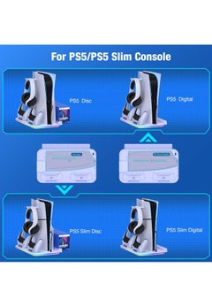ARNOTEC RGB Cooling Stand with Cooling Fan and Dual Controller Charger Station for Playstation 5, Upgraded Accessories Cooling Station for PS5 Console Disc&Digital Edition, Headset Holder/6 Game Slots/Screw  - Image 2