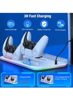 ARNOTEC RGB Cooling Stand with Cooling Fan and Dual Controller Charger Station for Playstation 5, Upgraded Accessories Cooling Station for PS5 Console Disc&Digital Edition, Headset Holder/6 Game Slots/Screw  - Image 4