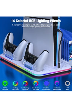 ARNOTEC RGB Cooling Stand with Cooling Fan and Dual Controller Charger Station for Playstation 5, Upgraded Accessories Cooling Station for PS5 Console Disc&Digital Edition, Headset Holder/6 Game Slots/Screw  - Image 5