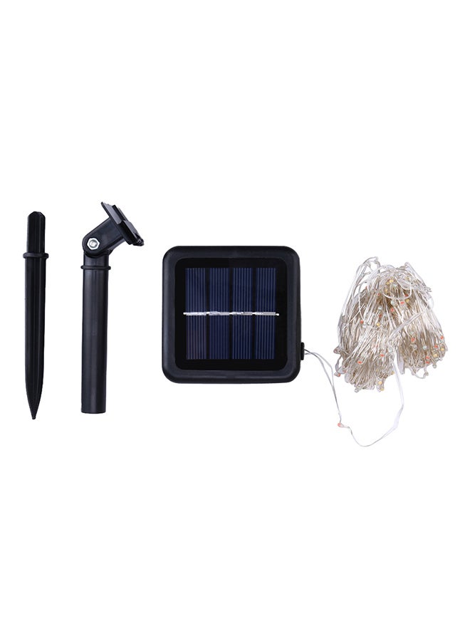 إسكدنيا شريط إضاءة بسلك نحاسي يعمل بالطاقة الشمسية مزود بـ100 مصباح LED أسود/فضي 10متر