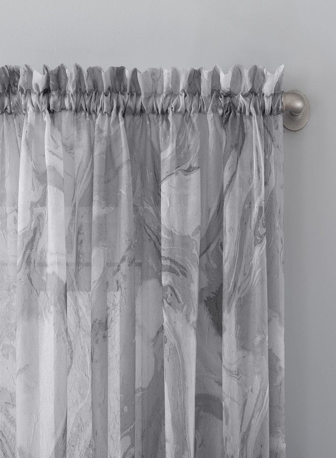 No. 918 Cristo Crushed Sheer Voile Rod Pocket Curtain Panel, Gray, 51" W x 84" L (1 Panel) - Image 2