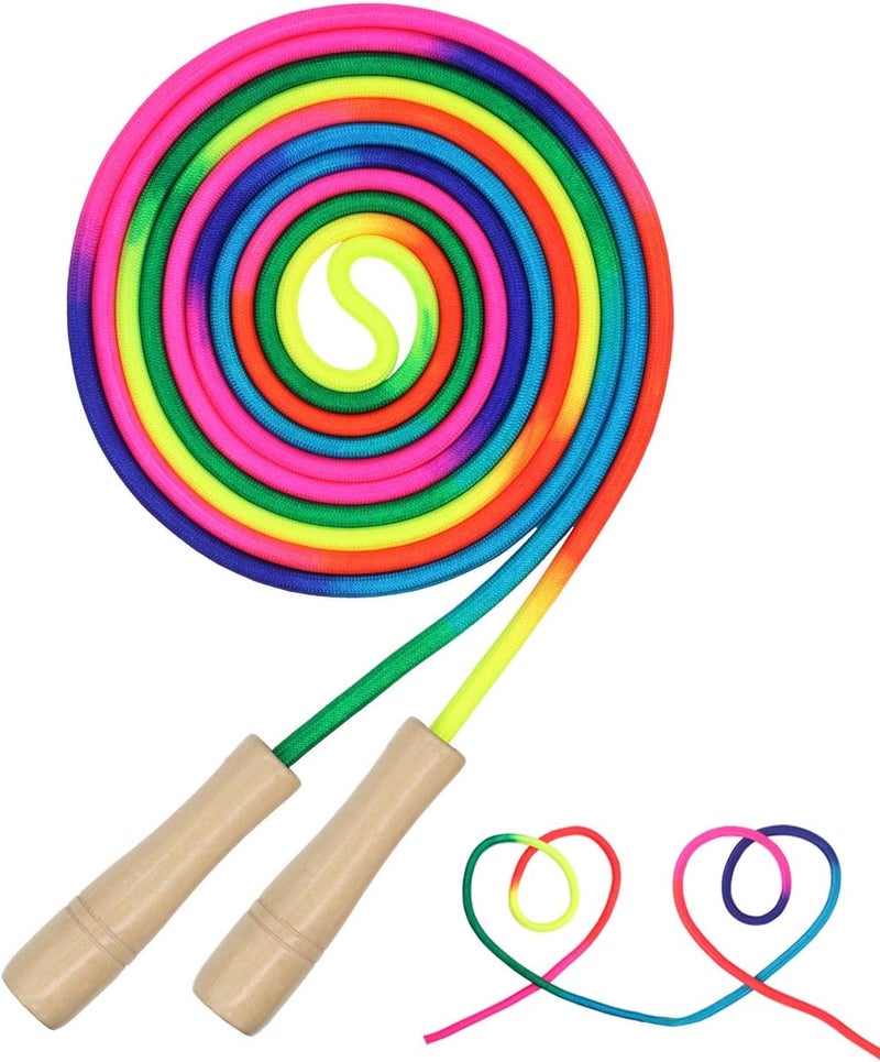 AUMCDIK 16 FT Long Jump Rope for Kids, Adjustable Double Dutch Skipping Rope with Wooden Handle, Multiplayer Team Jumping Rope for Outdoor Fun, School Sport, Party Game, Birthday Gift - Image 1