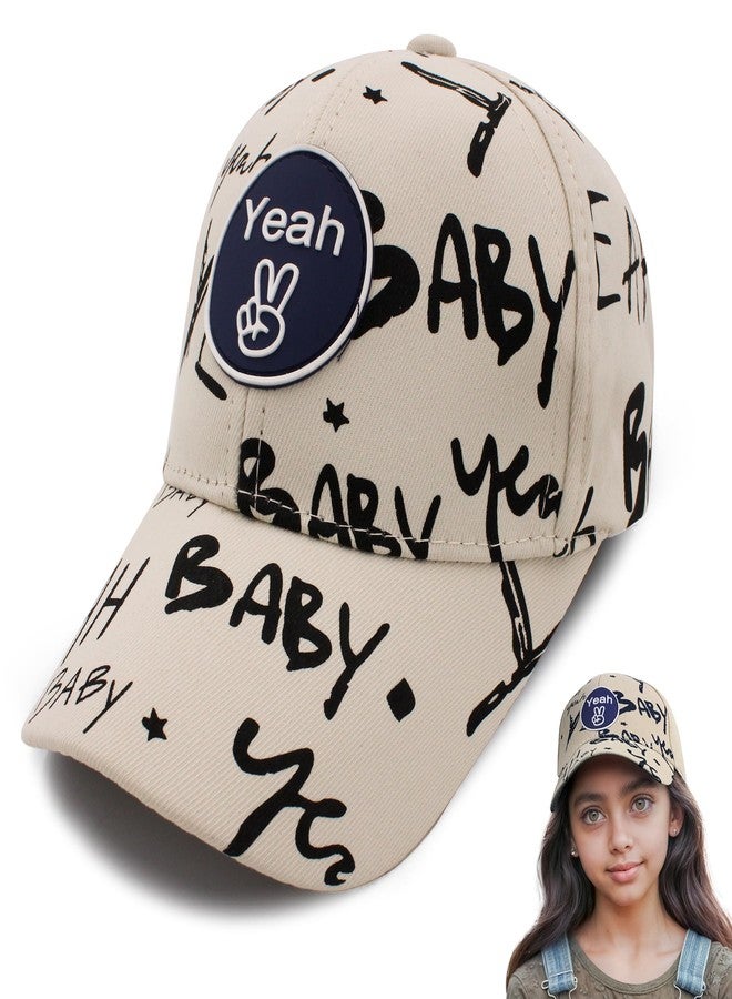 VRITRAZ Cartoon Print Little Sports Cap for Active Kids, Baby Girls and Boys 3-12 Years (Beige) - Image 1