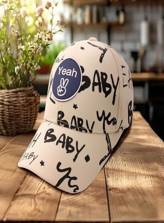 VRITRAZ Cartoon Print Little Sports Cap for Active Kids, Baby Girls and Boys 3-12 Years (Beige) - Image 3