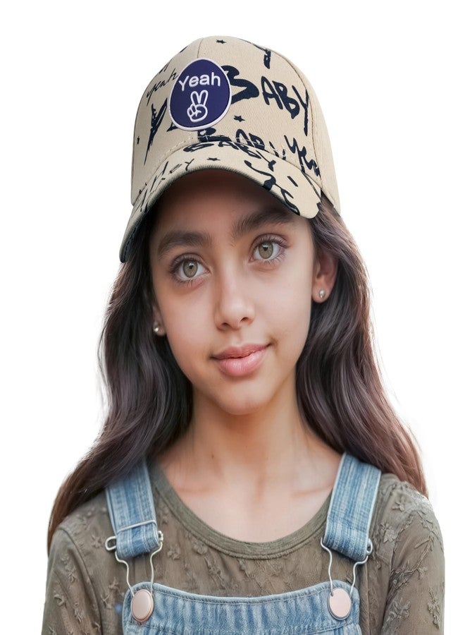VRITRAZ Cartoon Print Little Sports Cap for Active Kids, Baby Girls and Boys 3-12 Years (Beige) - Image 2