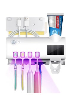 ELTRAZONE ELTRAZONE Smart Toothbrush Holder and Toothpaste Dispenser, Bathroom Toothbrush Holder Wall Mounted Toothpaste Dispenser with Rechargeable Solar Powered Rechargeable, USB Charging for Family Bathroom  - Image 1