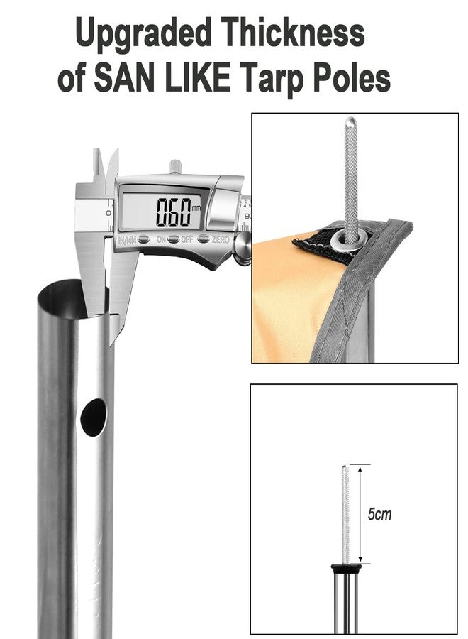 SAN LIKE Telescoping Tarp Poles Adjustable Tent Poles for Tarp Canopy Poles for Camping Canopy Awning Shelter Backpacking Hiking - (Adjustable Length - Steel Increase Thinckness) - Image 3