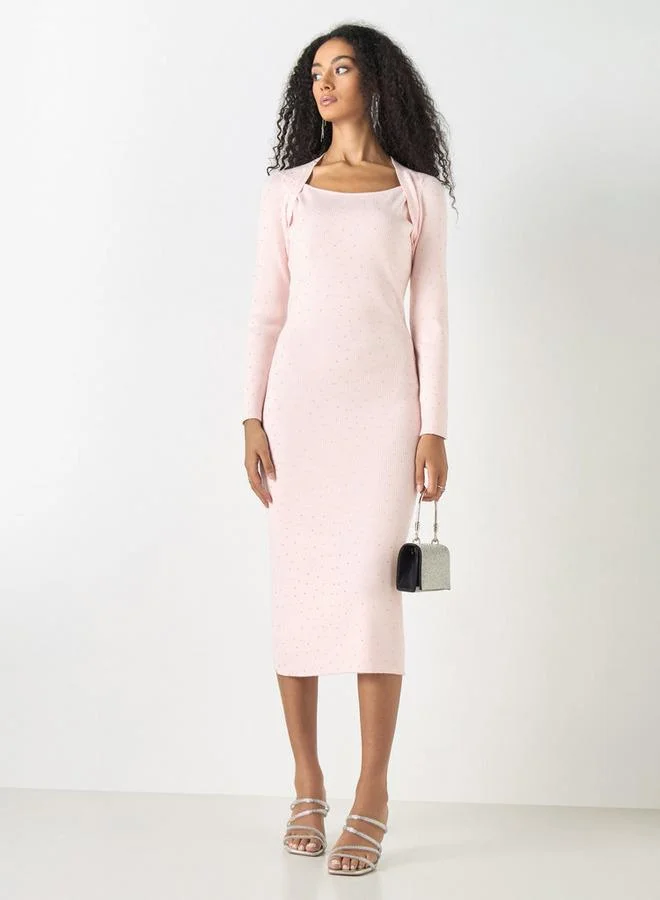 2Xtremz 2Xtremz Ribbed Bodycon Dress with Long Sleeves