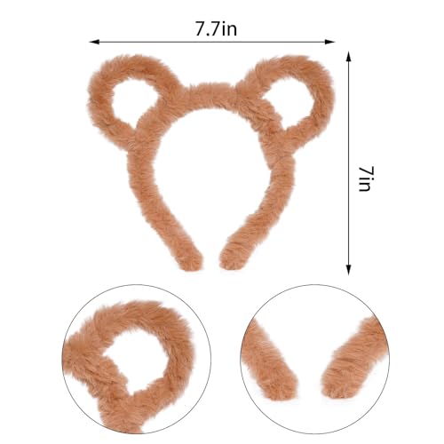 Yolyoo طقم أزياء يولييو المكون من 5 قطع لشخصيات السنجاب يشمل 1 قبعة حمراء، 3 أذان سنجاب على شكل طاقية و1 إطار نظارات دائري أسود لحفلة الهالوين، ملحقات أزياء حيوانات - Image 3