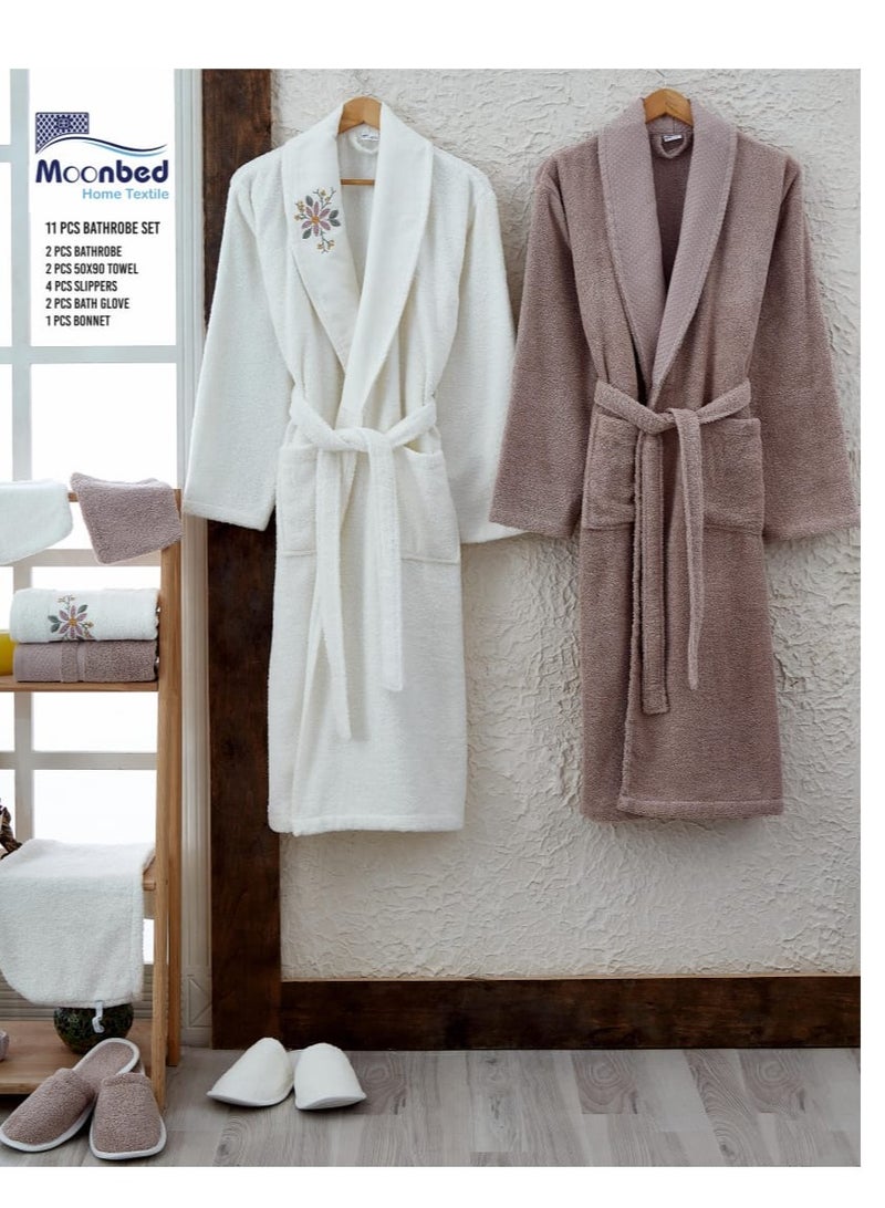 Family bathrobe, consisting of 10 pieces, 100% cotton, for women and men, bathrobe set