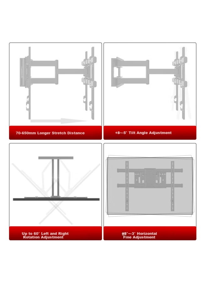 Jianleji Tv Wall Mount, Extendable And Rotatable, Adjustable Height, Wall Bracket To Avoid Power Outlets And Subwoofers, Suitable For Tcl, Leiniao, Peng7, He6, Huawei, Hisense, 65/75/85 Inches - Image 5