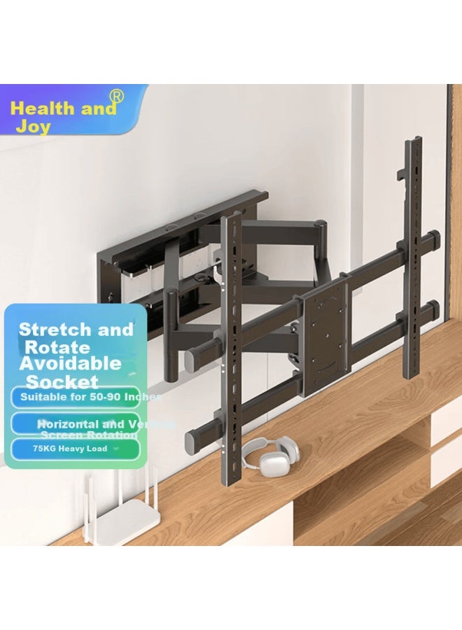 Jianleji Tv Wall Mount, Extendable And Rotatable, Adjustable Height, Wall Bracket To Avoid Power Outlets And Subwoofers, Suitable For Tcl, Leiniao, Peng7, He6, Huawei, Hisense, 65/75/85 Inches - Image 1