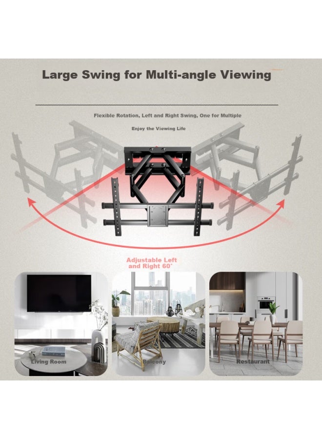 Jianleji Tv Wall Mount, Extendable And Rotatable, Adjustable Height, Wall Bracket To Avoid Power Outlets And Subwoofers, Suitable For Tcl, Leiniao, Peng7, He6, Huawei, Hisense, 65/75/85 Inches - Image 4