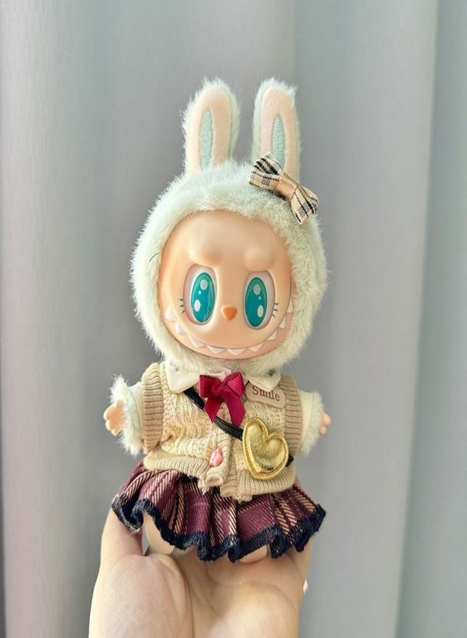 Labubu Doll Clothes Set for 17cm Hanging Plush Figures, Interchangeable Outfits for First and Second Generation Vinyl Collectible Dolls, Durable and Stylish Accessories for Creative Play