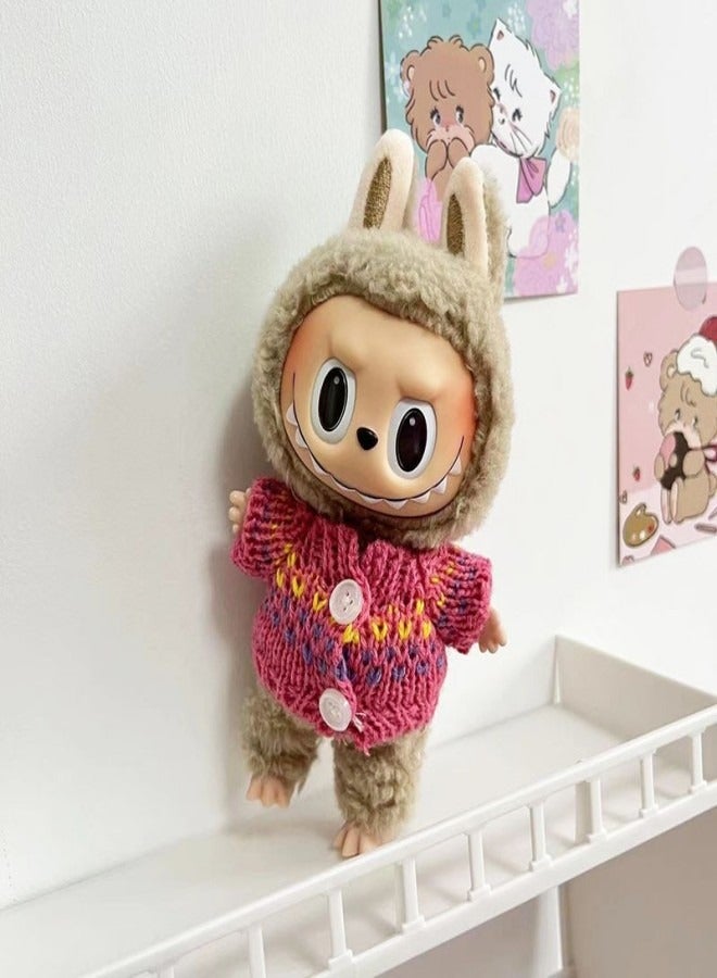 Labubu Doll Clothes Set for 17cm Hanging Plush Figures, Interchangeable Outfits for First and Second Generation Vinyl Collectible Dolls, Durable and Stylish Accessories for Creative Play